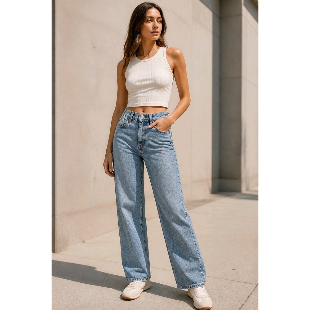 Lovervet by Vervet High Rise Wide Leg Jeans Light Wash Size 26/3 LV1471TM